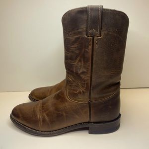 Justin Men’s Performance Roper Equestrian Boots size 8.5 D Dark Brown Marbled